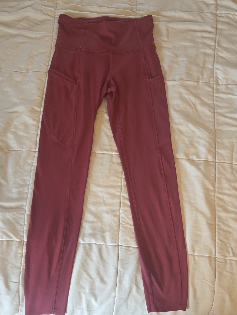Adult Size 2 High-Waist Burgundy Active Leggings